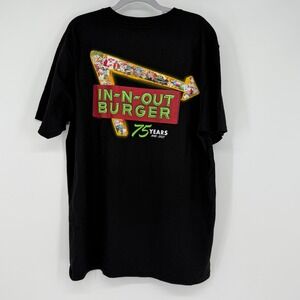 In N Out Burger 75 Years Anniversary T Shirt Black‎ XL Made in USA